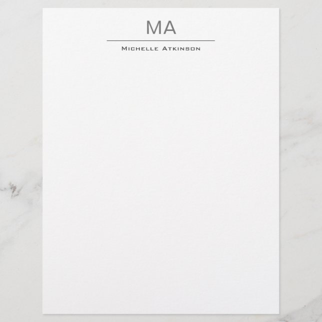 Minimalist Monogram Professional Plain Simple Custom Letterhead (Front)