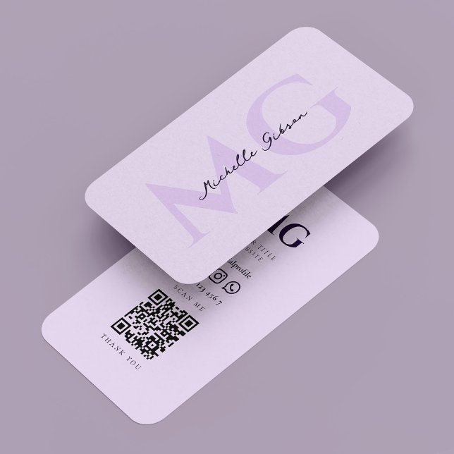 Minimalist Monogram Purple Modern Aesthetic  Business Card (Minimalist Monogram Purple Modern Aesthetic Business Card
)