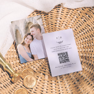 Minimalist Monogram QR Code Photo Wedding RSVP Enclosure Card