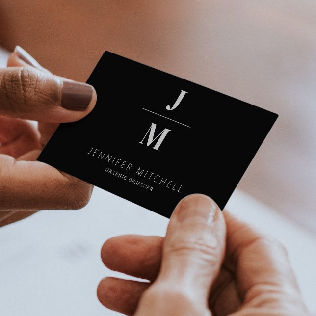 Minimalist monogram QR code professional black Business Card (Creator Uploaded)