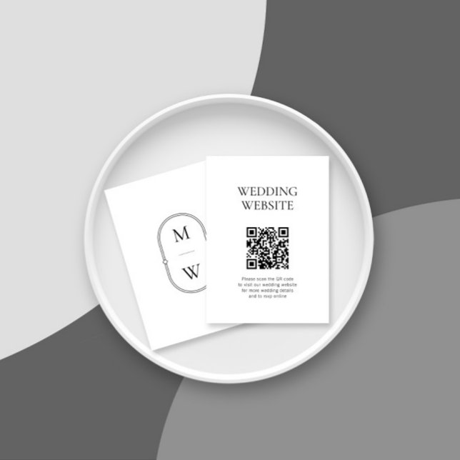 Minimalist Monogram QR Code Wedding Website Enclosure Card (Creator Uploaded)