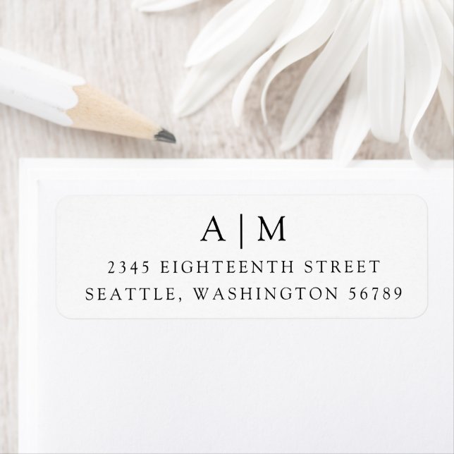 Minimalist Monogram Return Address Black and White (Insitu)