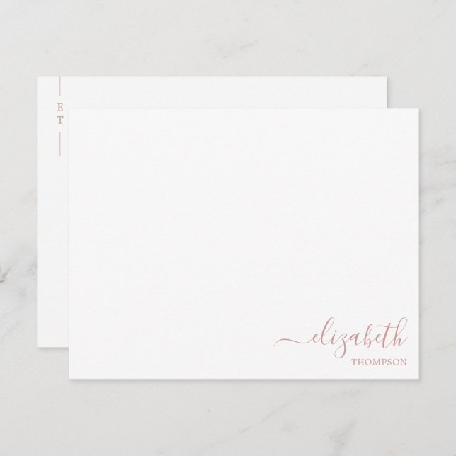 Minimalist Monogram Rose Mauve Simple  Card (Front/Back)