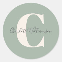 Minimalist Monogram Sage Green Elegant Script