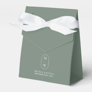 Minimalist Monogram Sage Green Wedding Favour Box