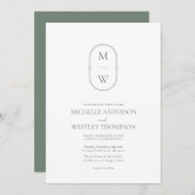 Minimalist Monogram Sage Green Wedding