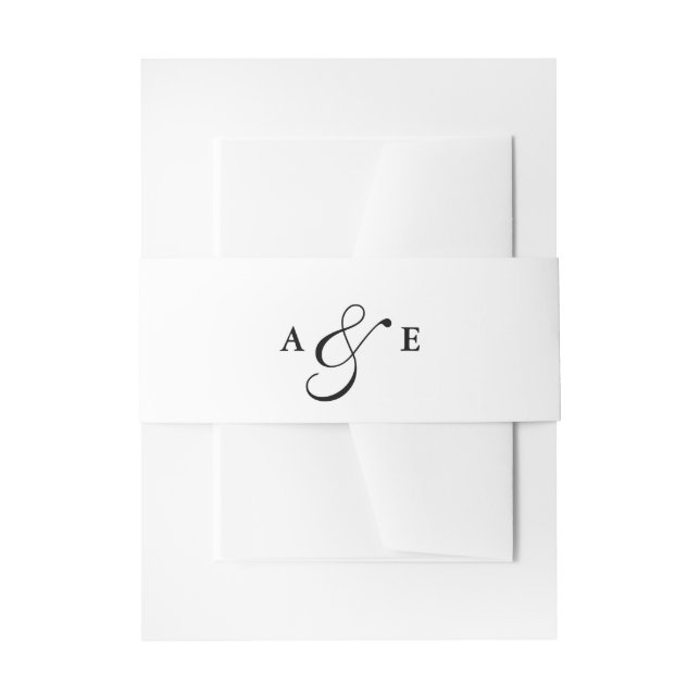 Minimalist Monogram Script Ampersand Invitation Belly Band (Front Example)