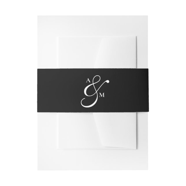 Minimalist Monogram Script Ampersand Invitation Belly Band (Front Example)