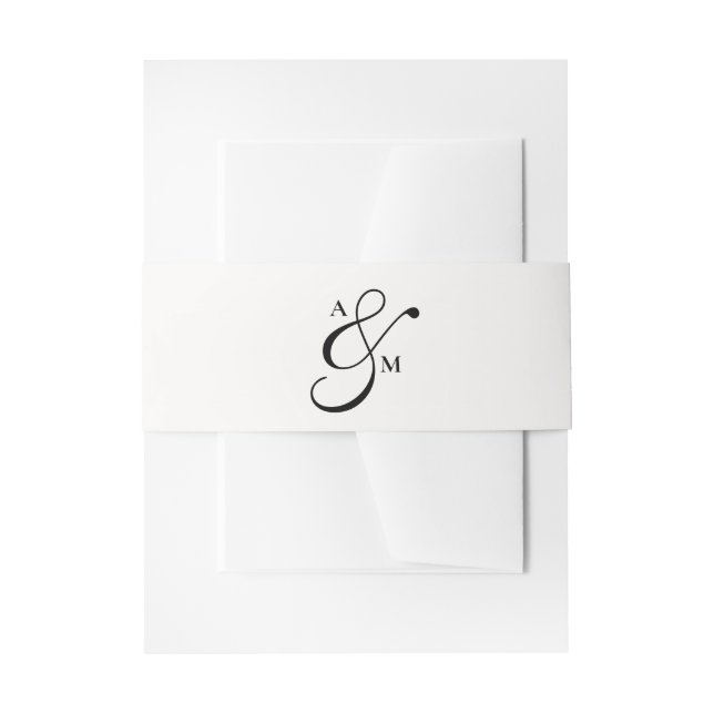 Minimalist Monogram Script Ampersand Invitation Belly Band (Front Example)