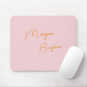 Minimalist monogram script pink mouse mat