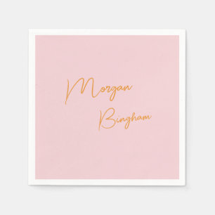 Minimalist monogram script pink napkin