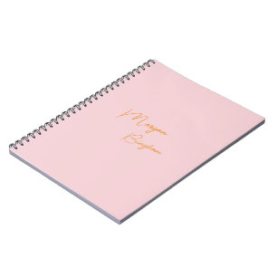 Minimalist monogram script pink notebook