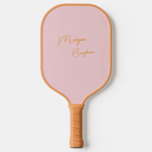Minimalist monogram script pink pickleball paddle