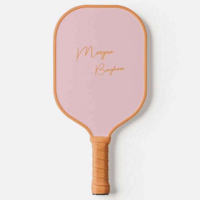 Minimalist monogram script pink pickleball paddle (Front)