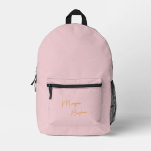 Minimalist monogram script pink printed backpack