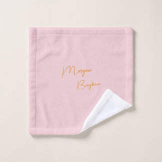 Minimalist monogram script pink wash cloth