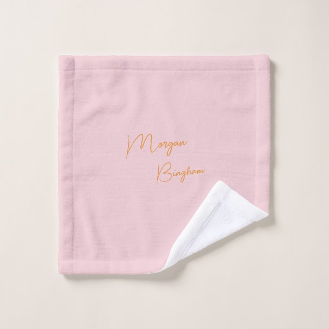 Minimalist monogram script pink wash cloth (Wash Cloth)
