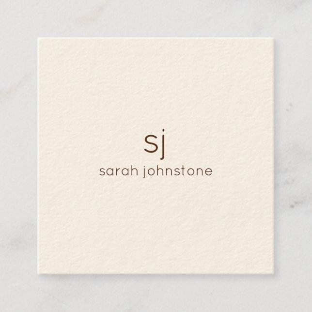 Minimalist monogram  square business card (Front)