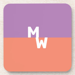 Minimalist Monogram Square Pastel QR Code Coaster