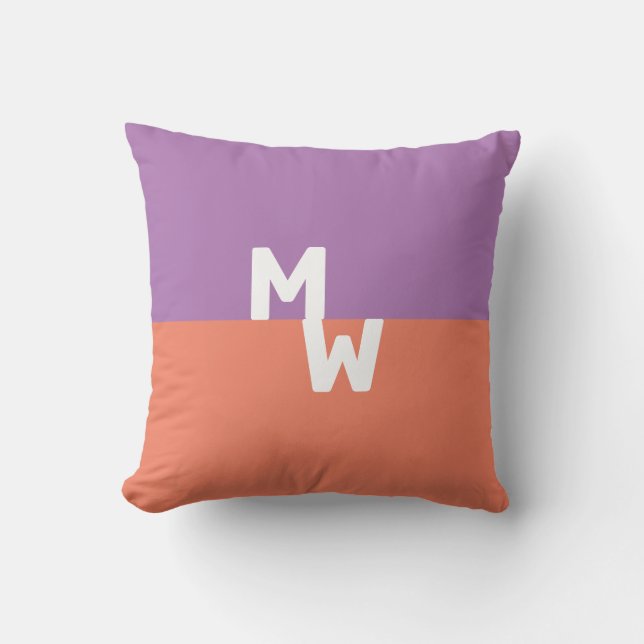 Minimalist Monogram Square Pastel QR Code Cushion (Front)