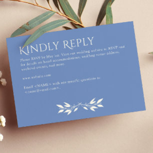 Minimalist Monogram Striped Cornflower Blue RSVP Card