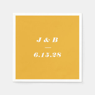Minimalist Monogram Summer Yellow Wedding Custom Napkin