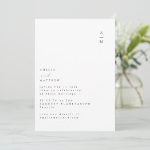 Minimalist Monogram Trendy Chic Typography Wedding Invitation