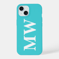 Minimalist Monogram Turquoise Blue Initial Modern