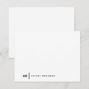 Minimalist Monogram Typography Black White Flat Card