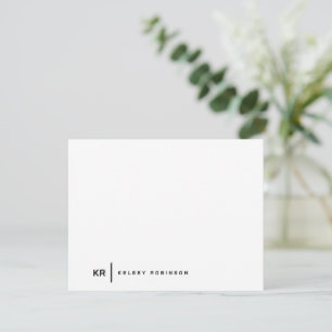 Minimalist Monogram Typography Black White Flat Card