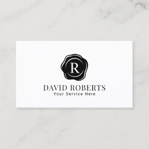 Minimalist Monogram Wax Stamp Logo Plain Business Card