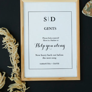  Minimalist Monogram Wedding Bathroom Basket Sign