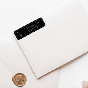 Minimalist Monogram Wedding   Black Return Address