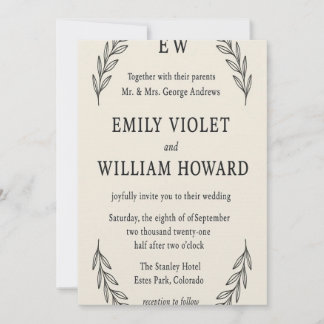 Minimalist Monogram Wedding Invitation" Invitation