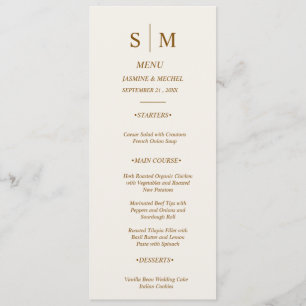 Minimalist Monogram Wedding Menu Card