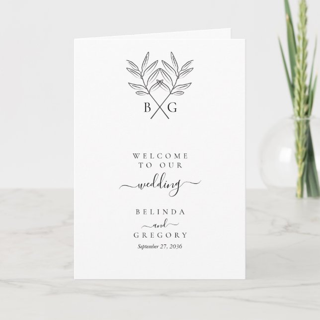 Minimalist Monogram Wedding Order of Service Programme (Front)
