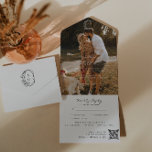 Minimalist Monogram Wedding Photo QR Code All In One Invitation<br><div class="desc">This minimal photo wedding invitation features your own logo paired with fresh modern typefaces. Background colour can be personalised as well. These professionally designed cards are quickly customisable. This "roomy" invitation is a great way to give your guests additional information on the wedding. These cards can list the festivities surrounding...</div>