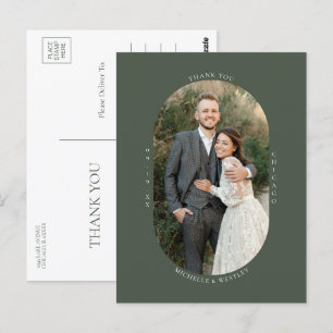 Minimalist Monogram Wedding Photo Thank You Postcard