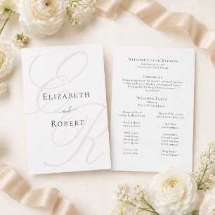 Minimalist Monogram Wedding Program Card