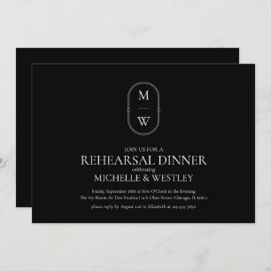 Minimalist Monogram Wedding Rehearsal Dinner Invitation
