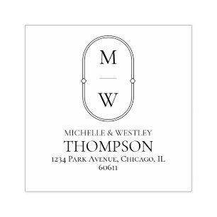 Minimalist Monogram Wedding Return Address Rubber Stamp