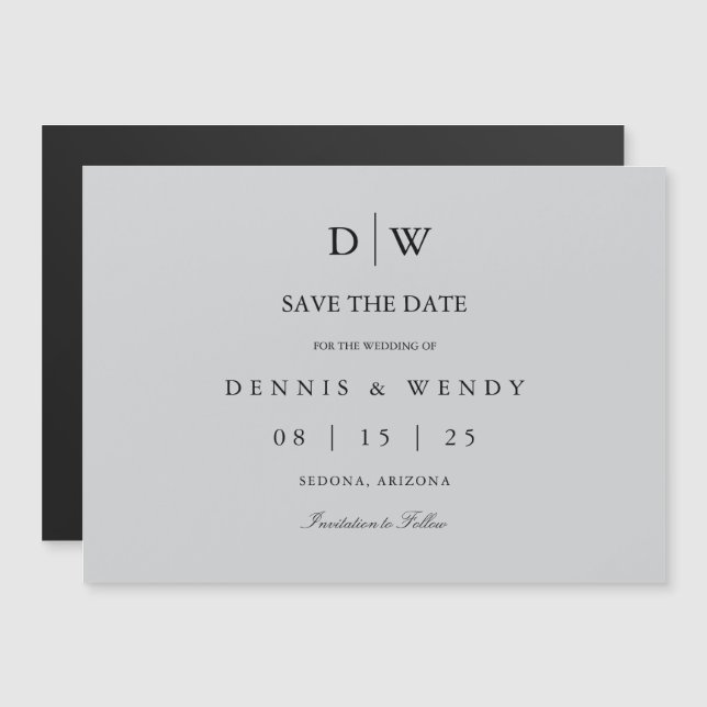 Minimalist Monogram Wedding Save The Date Magnetic Invitation (Front/Back)