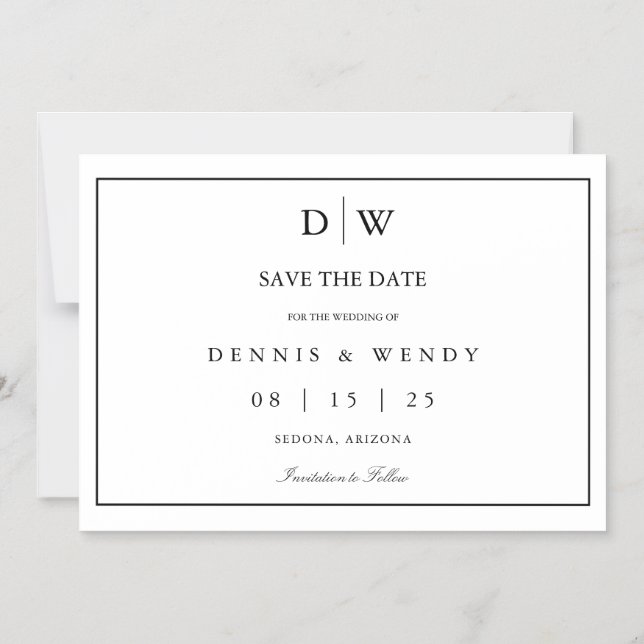 Minimalist Monogram Wedding Save The Date Magnetic Invitation (Front)