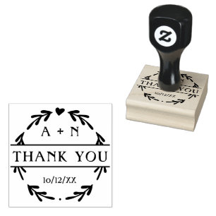 Minimalist Monogram Wedding Thank You Rubber Rubber Stamp