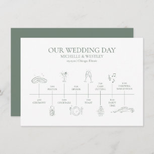 Minimalist Monogram Wedding Timeline Program Enclosure Card