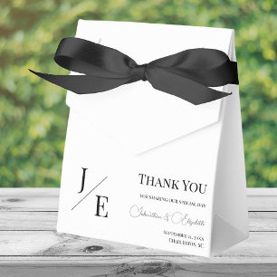Minimalist Monogram Wedding White Favour Box