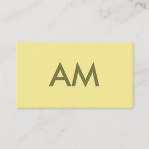 Minimalist Monogram Yellow Business Card