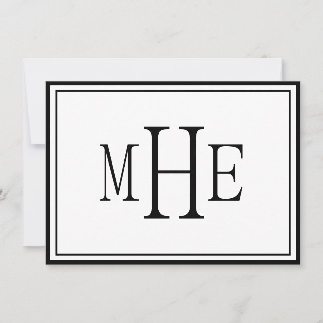 Minimalist Monogrammed Black Card (Front)