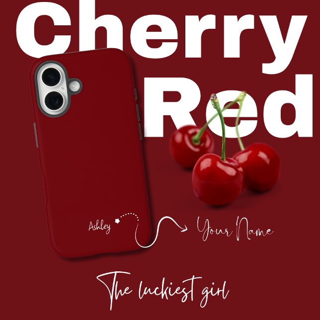 Minimalist Monogrammed Elegant Cherry Red Case-Mate iPhone Case (Creator Uploaded)