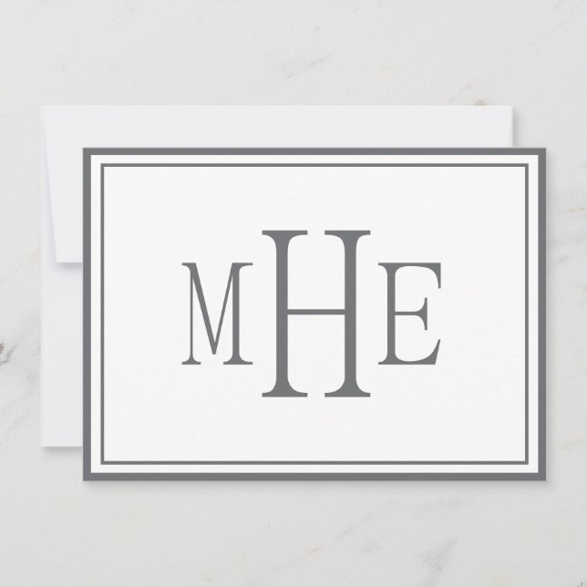Minimalist Monogrammed Grey Card (Front)